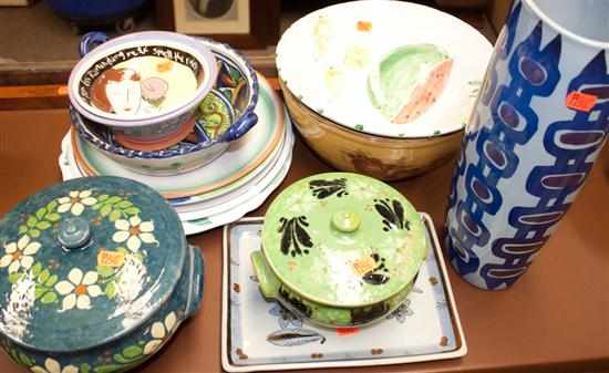 Appraisal: Assorted art pottery plates bowls and vases Estimate - No