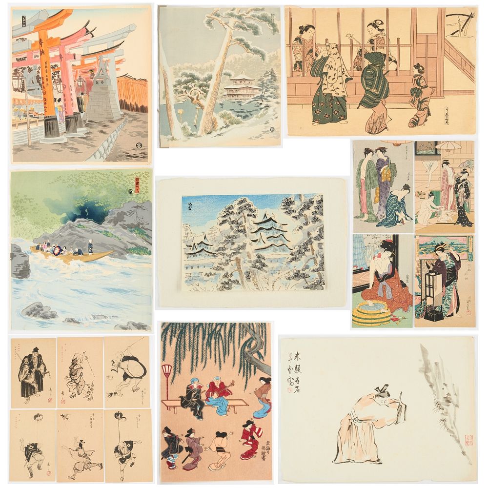 Appraisal: Grp Japanese Woodblock Prints Postcards - Tomikichiro Large group of