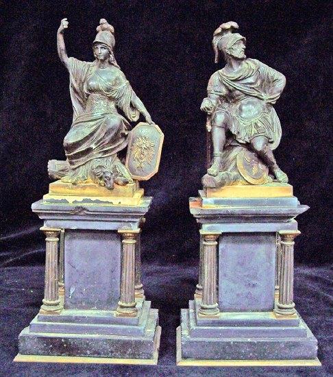 Appraisal: A pair of th Century bronze figures Mars and Minerva