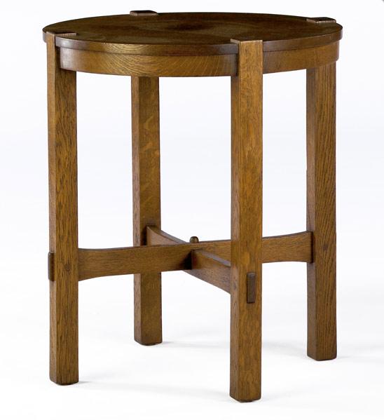 Appraisal: GUSTAV STICKLEY Early lamp table no with legs mortised through