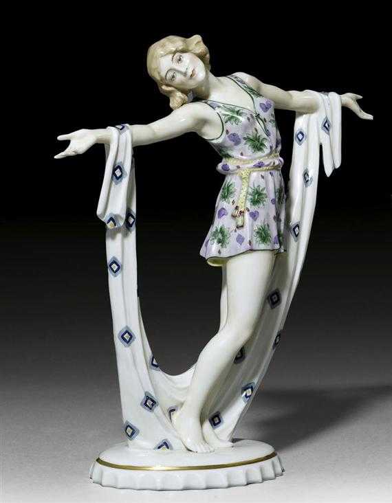 Appraisal: SITZENDORF FIGURINE circa Glazed porcelain Plinth marked Sitzendorf H cm