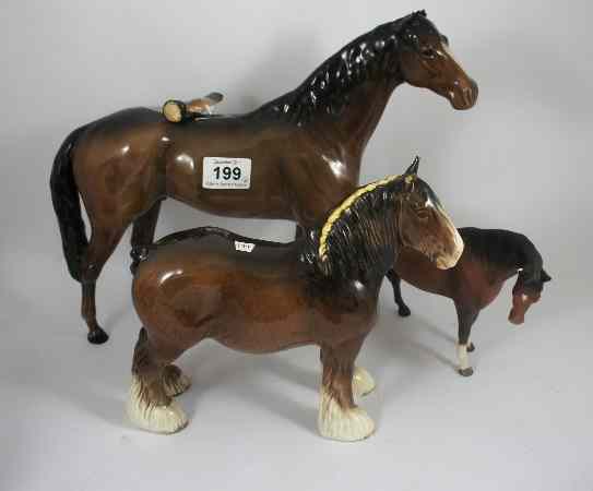 Appraisal: Beswick Horses Shire ears off Large Hunter Ears chipped and