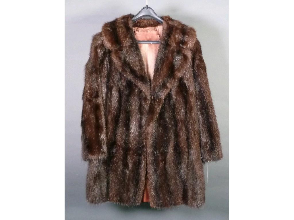 Appraisal: LADY'S MINK DYED MUSQUASH FUR COAT DARK BROWN WITH REVERED