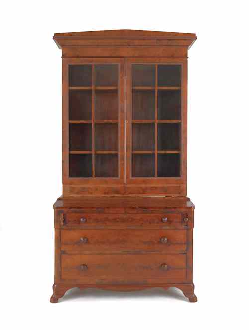 Appraisal: Empire mahogany secretary bookcase mid th c h w Provenance