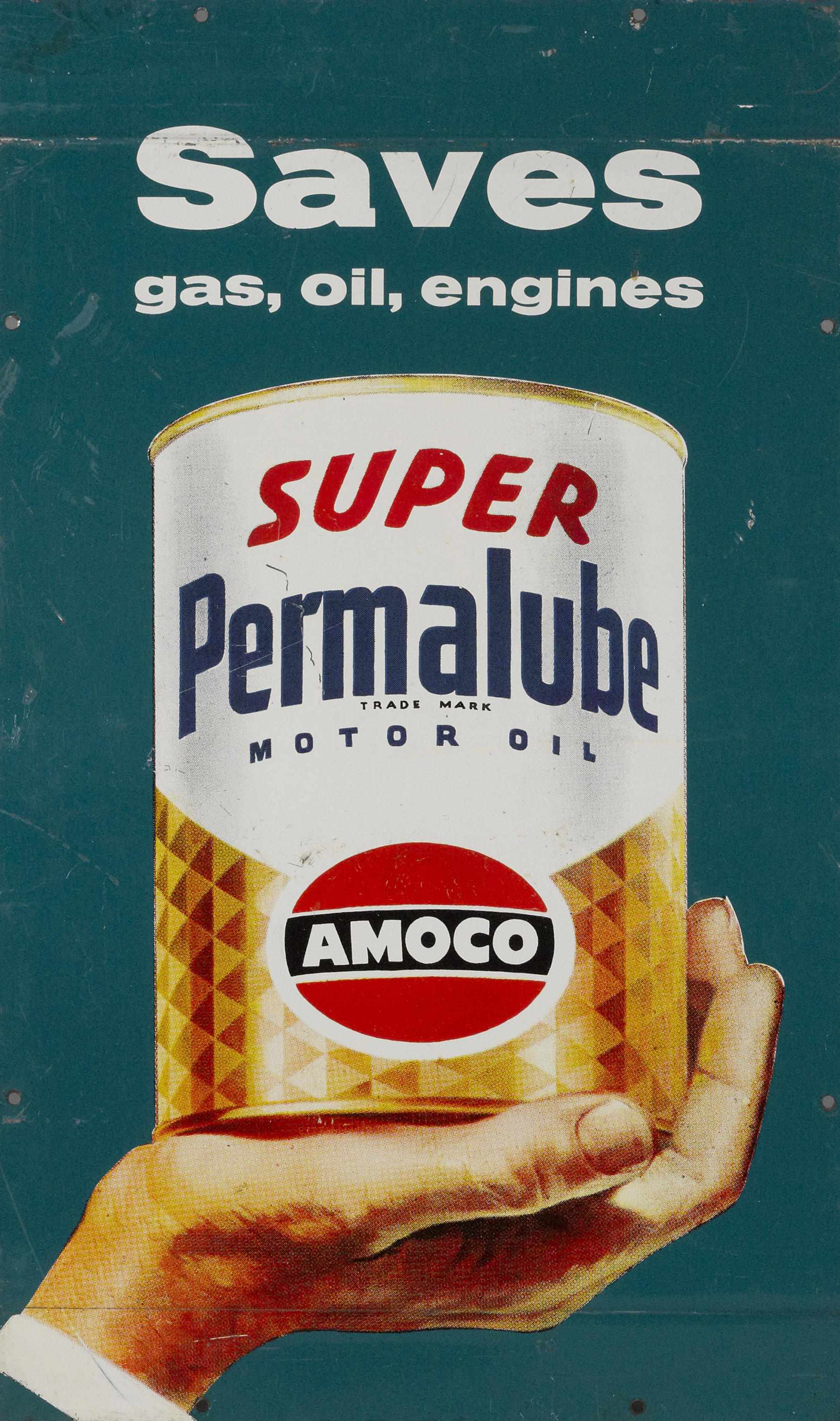 Appraisal: An Amoco Permalube oil sign multi-colored tin painted depicts a