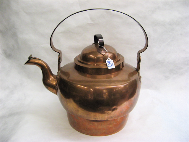 Appraisal: LARGE NORWAY COPPER PLATED TEA KETTLE tin lined Marked L