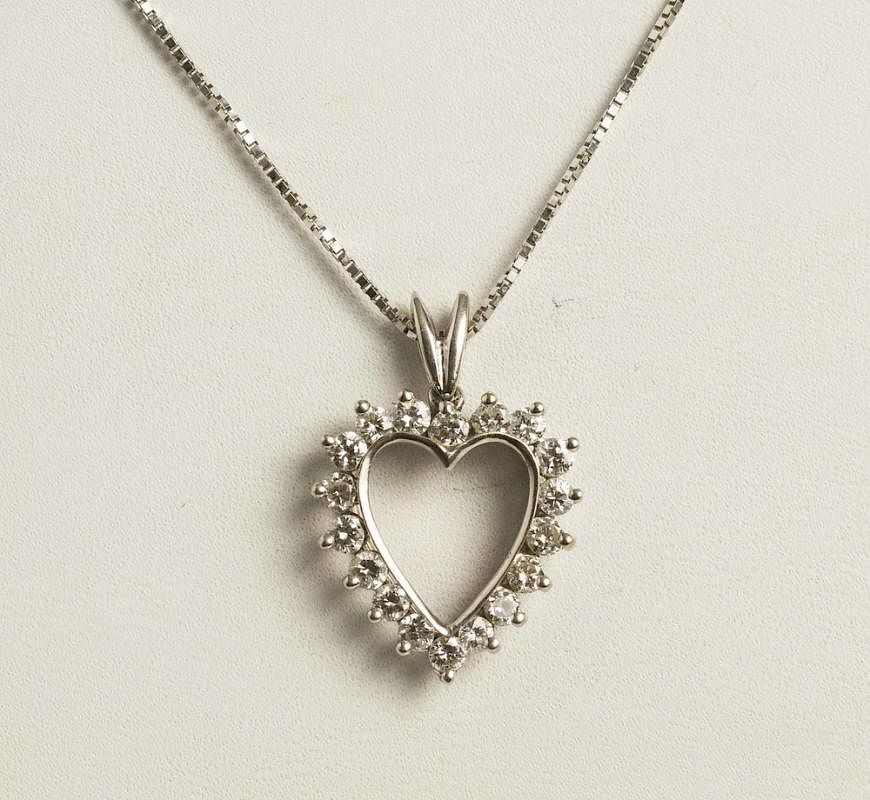 Appraisal: k Diamond Heart Pendant k white gold diamond heart silhouette