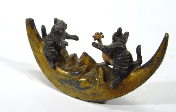 Appraisal: Small cold painted bronze figure group of two cats playing