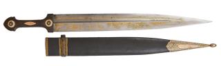 Appraisal: A LARGE CAUCASIAN KAMA DAGGER WITH HORN GRIP FIRST HALF