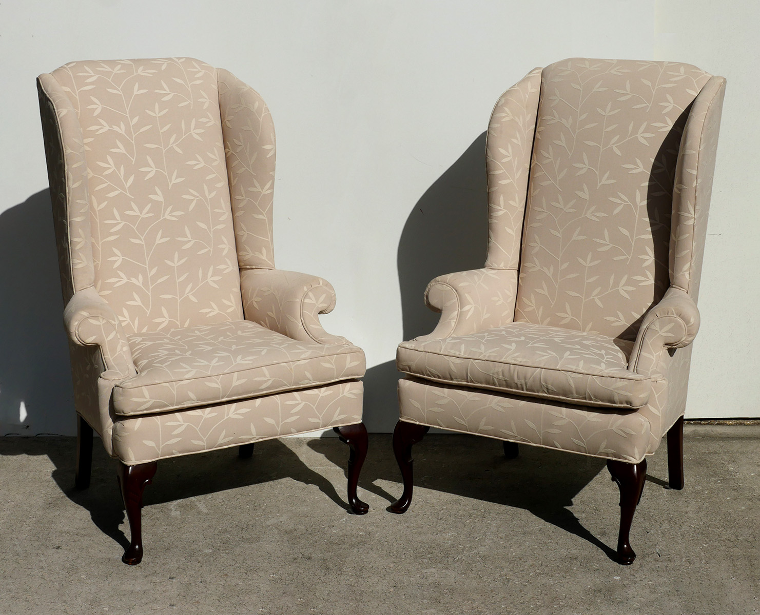 Appraisal: PR HIGH BACK QUEEN ANNE STYLE WING BACK CHAIRS -