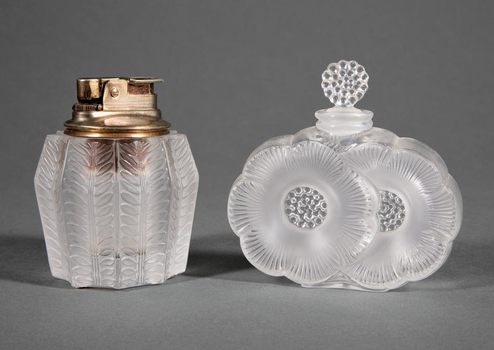 Appraisal: Lalique Clear and Frosted Glass Deux Fleurs Perfume Bottle and