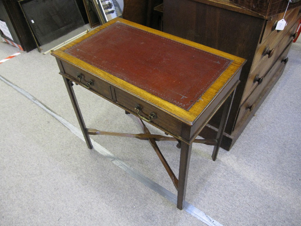 Appraisal: Victorian mahogany ladies desk with leather inset top above two