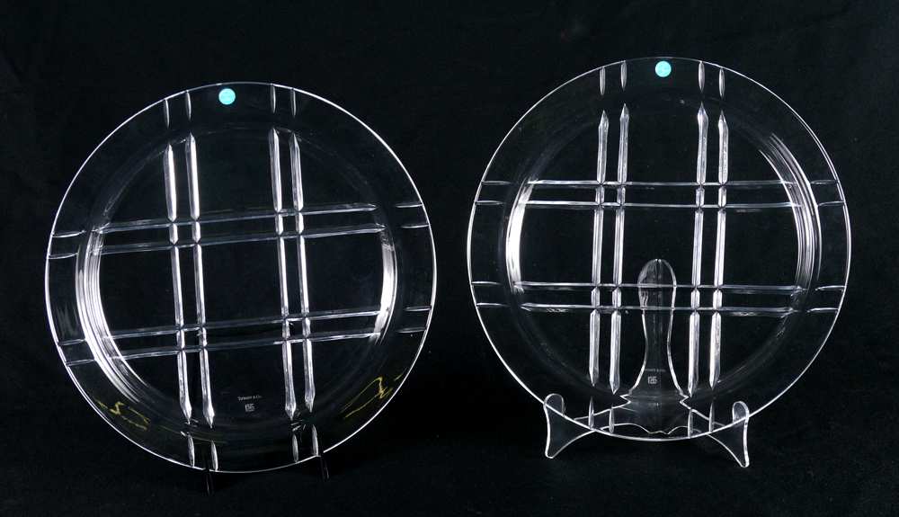 Appraisal: PAIR TIFFANY CRYSTAL SERVING PLATES serving plates '' dia with