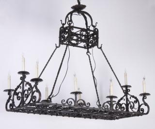 Appraisal: Finely handcrafted wrought iron chandelier Finely crafted custom made wrought