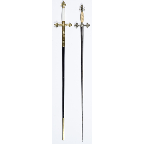 Appraisal: A masonic sword brass mounted black leather scabbard and another