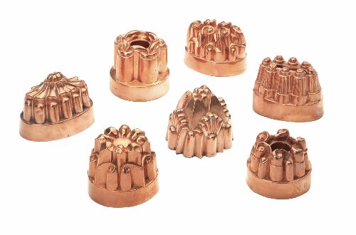 Appraisal: A collection of seven th century copper jelly moulds each