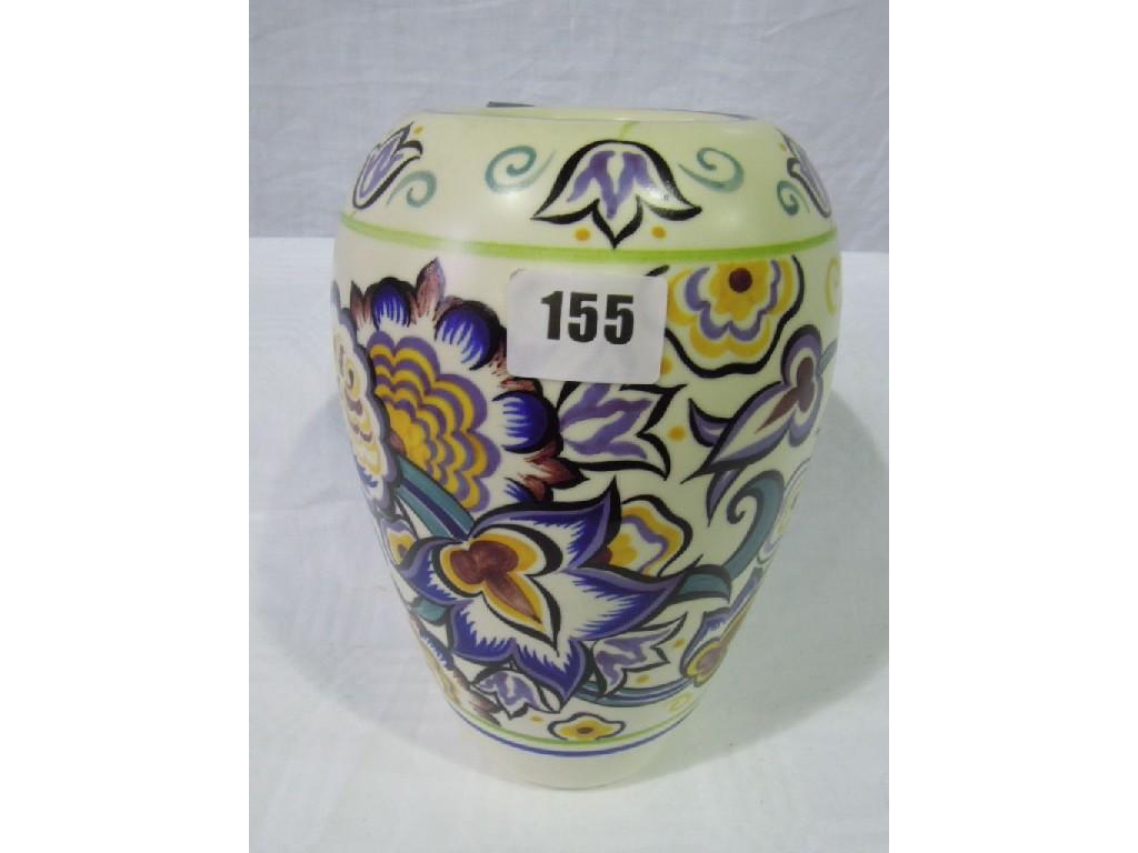 Appraisal: A large Poole Studio vase with traditional floral decoration approx