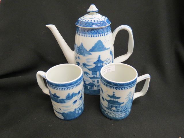 Appraisal: pcs Mottahedeh Blue Canton Porcelain coffee pot and - mugs