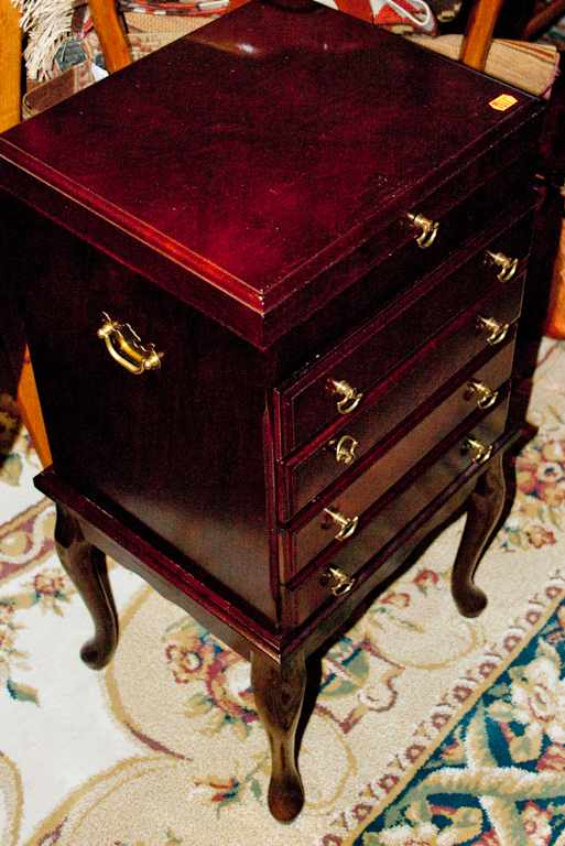 Appraisal: Queen Anne style cherrywood jewelry armoire Estimate - No condition