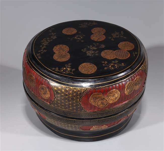 Appraisal: Large Chinese circular form gilt and lacquer covered box numerous