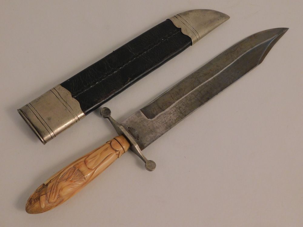 Appraisal: ANTIQUE BOWIE KNIFE - MARKS REES Large antique bowie knife