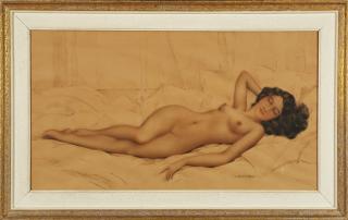 Appraisal: Henri Launay French Sleeping Nude Woman th c pastel signed