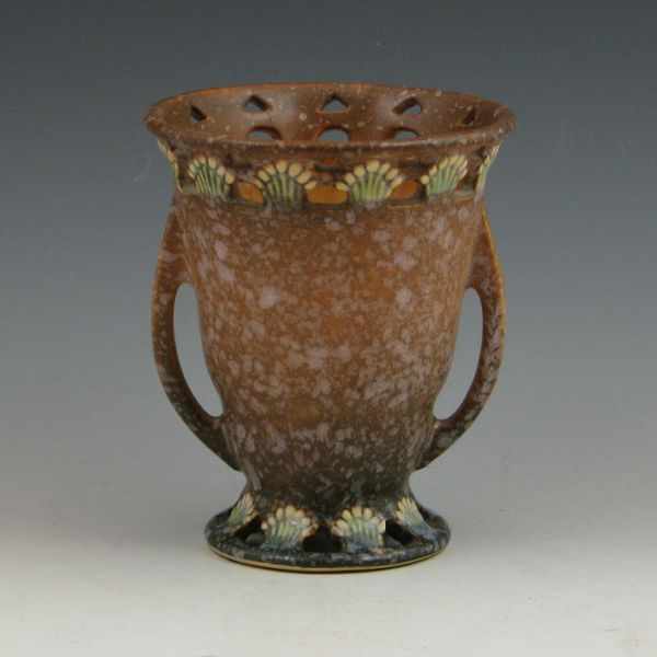 Appraisal: Roseville Ferella - '' handled vase in brown Unmarked There