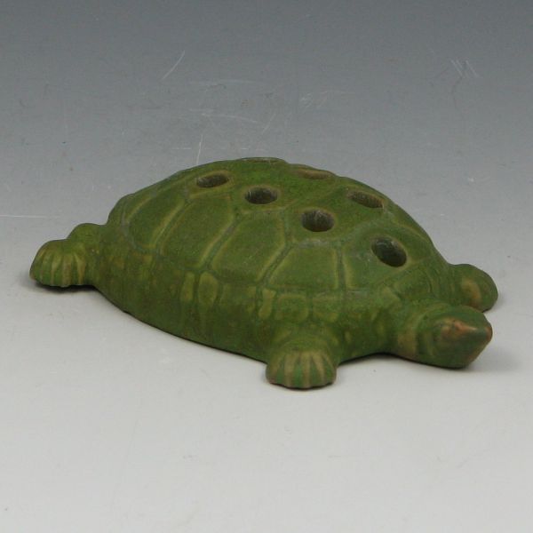 Appraisal: Roseville Early Carnelian turtle-shaped flower frog Unmarked There is a