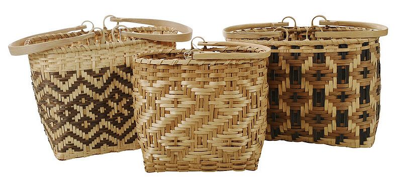 Appraisal: Three Cherokee Shopping Baskets Qualla Boundary North Carolina three oak