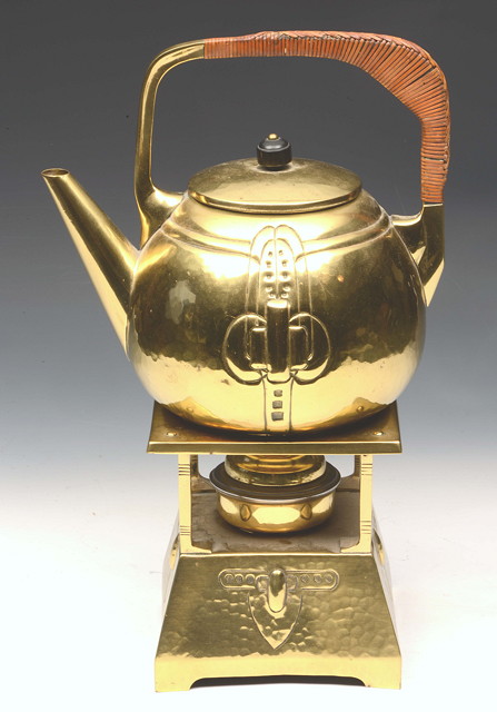 Appraisal: A Secessionist brass tea pot stand and burner circa -