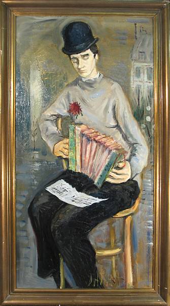 Appraisal: Gabriel Dauchot French Accordion Player signed 'Dauchot' lower right oil