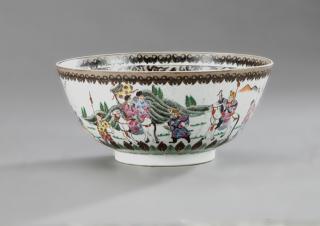 Appraisal: Chinese Porcelain Punch Bowl th c the white-ground bowl with