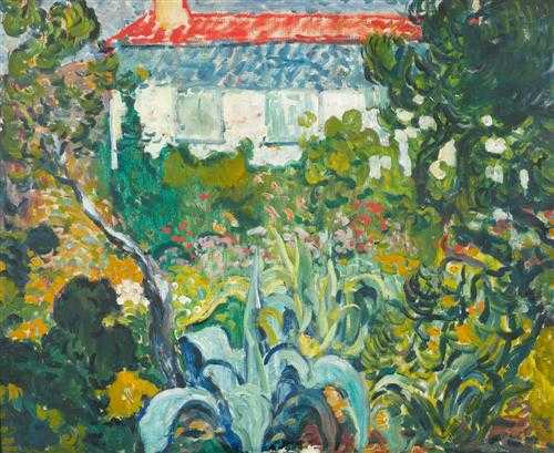 Appraisal: VALTAT LOUIS Dieppe - Paris Garden Oil on canvas Lined