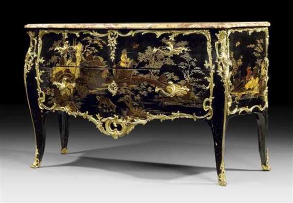 Appraisal: LACQUER CHEST OF DRAWERS Louis XV stamped L BOUDIN L