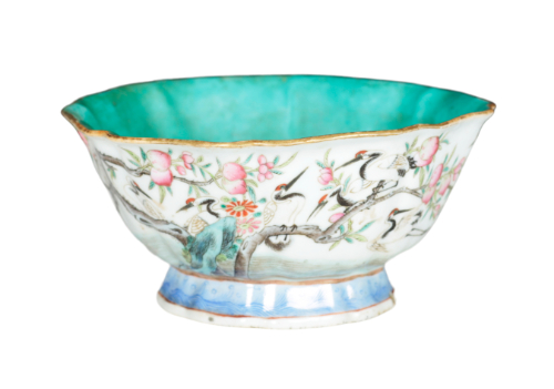 Appraisal: A CHINESE FAMILLE ROSE LOBED BOWL with Tongzhi seal marks