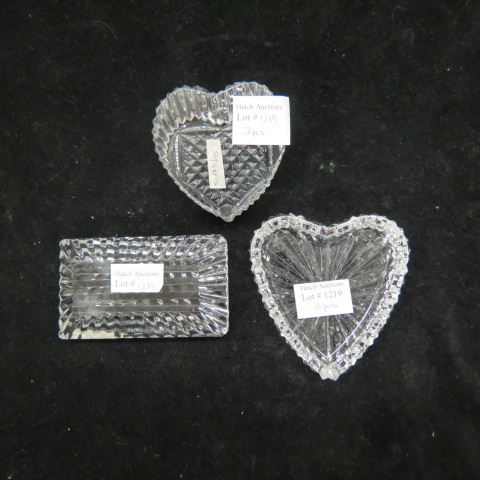 Appraisal: pcs Waterford Cut Crystal rectangular paperweight and heart pin dish