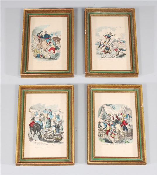 Appraisal: Group of four antique framed hand colored engravings of the