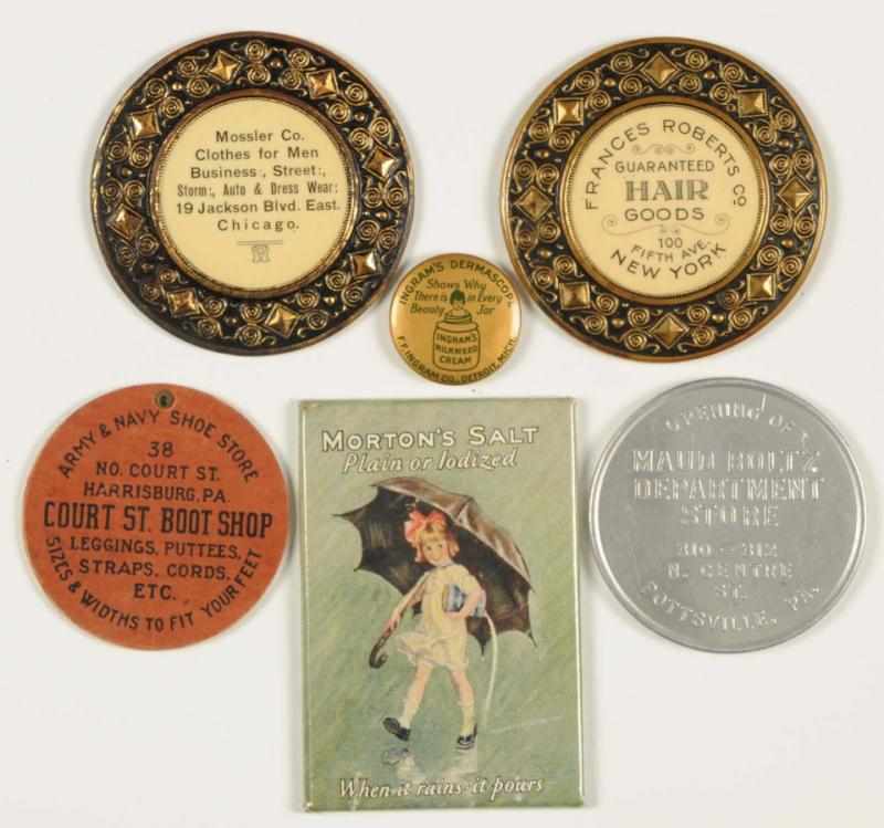 Appraisal: Lot of Assorted Size Form Pocket Mirrors Includes one Morton