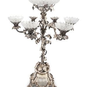 Appraisal: A Victorian Silver-Plate Epergne Thomas Bradbury Sons Sheffield marked on