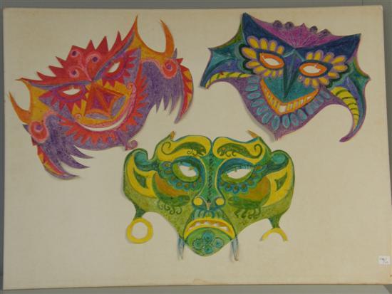 Appraisal: Thetis Blacker - British three masks of fantastic creatures wax