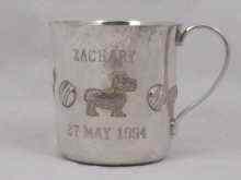 Appraisal: A silver Tiffany christening cup approx x cm high