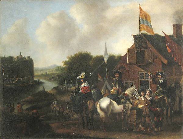 Appraisal: Manner of Philips Wouwerman Travellers outside an inn oil on