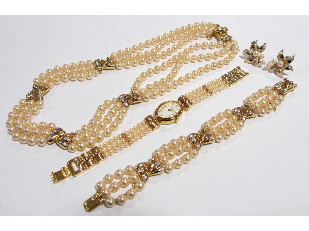 Appraisal: A suite of Majorcan pearl jewellery the triple row necklace