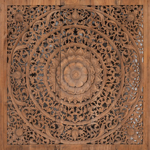 Appraisal: A Southeast Asian Carved Teakwood Mandala Panel th Century Height