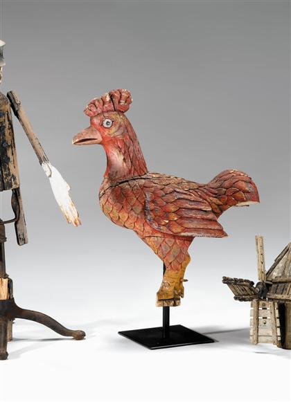 Appraisal: Carved and painted rooster pennsylvania th century The full- bodied