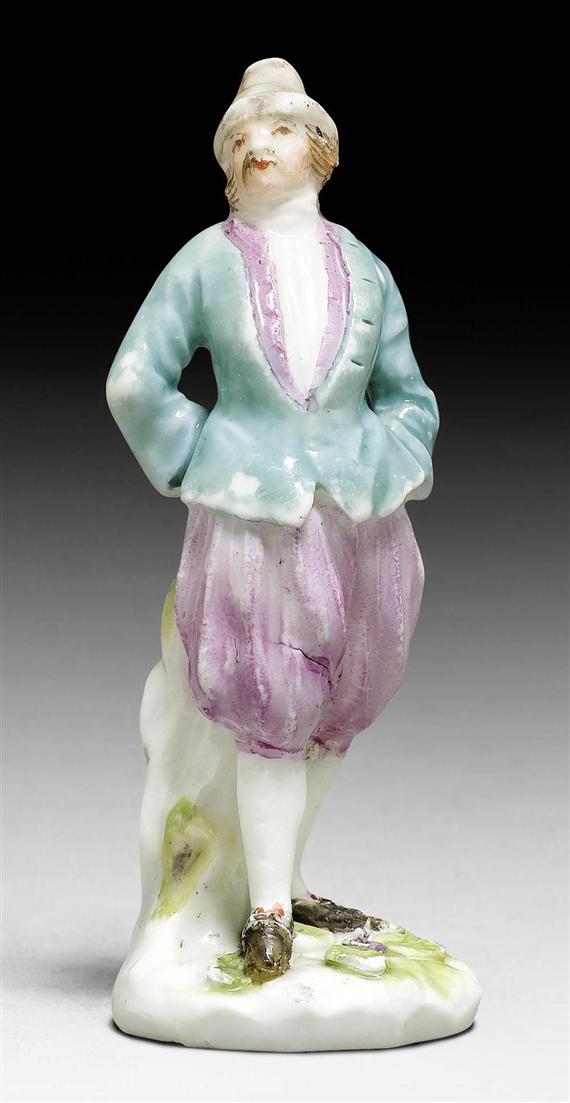 Appraisal: MINIATURE FIGURE OF A PEASANT MEISSEN MID TH CENTURY Underglaze