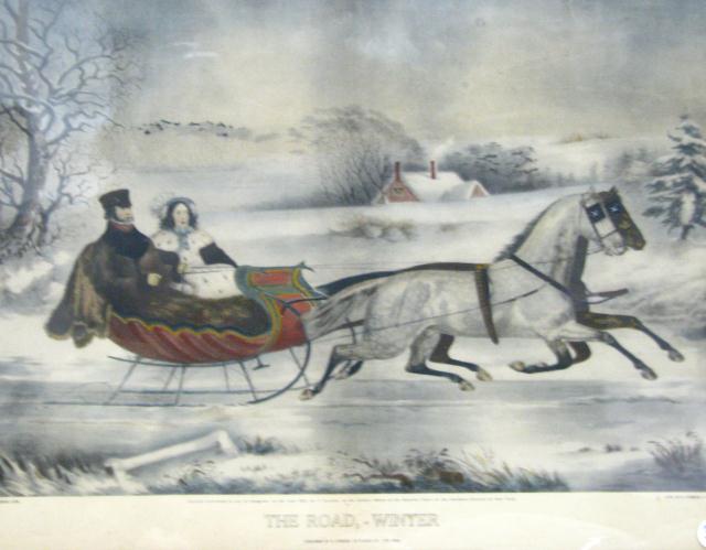 Appraisal: Antique Nathaniel Currier lithograph with hand coloring entitled The Road-Winter