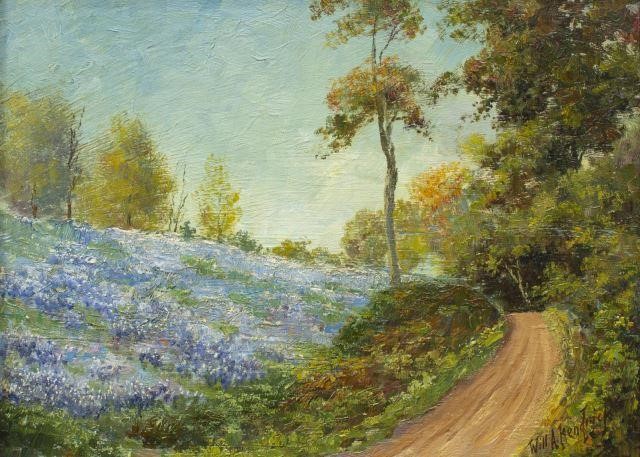 Appraisal: Framed oil on canvas board painting Bluebonnets signed lower right