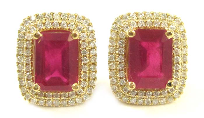 Appraisal: PAIR OF RUBY EARRINGS IN FOURTEEN KARAT GOLD each with