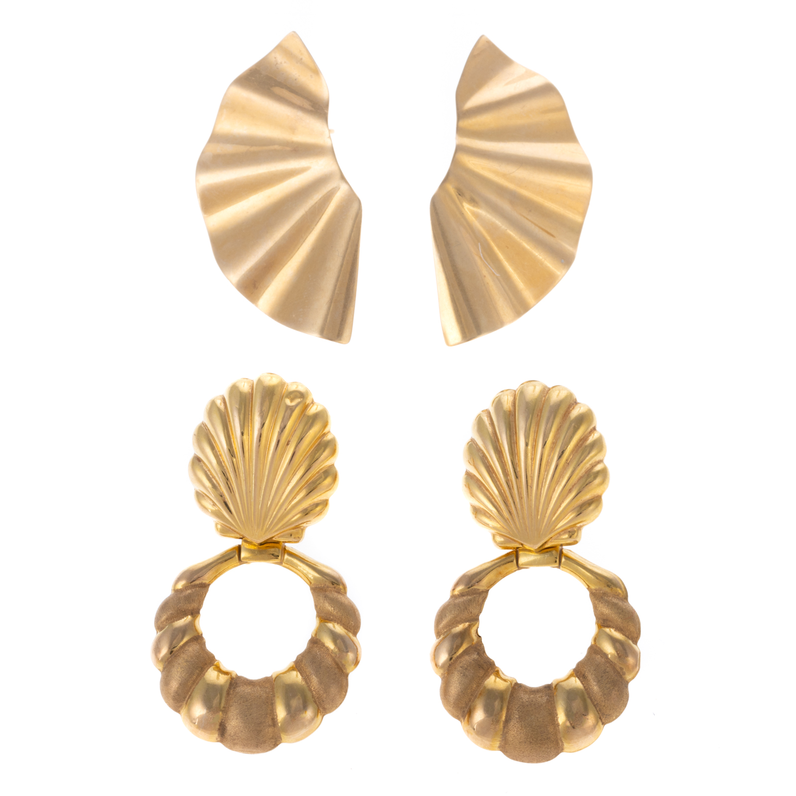 Appraisal: TWO PAIRS OF K YELLOW GOLD EARRINGS K yellow gold